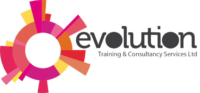 Logo of Evolution Training & Consultancy Services Ltd with colorful circular design on a white background