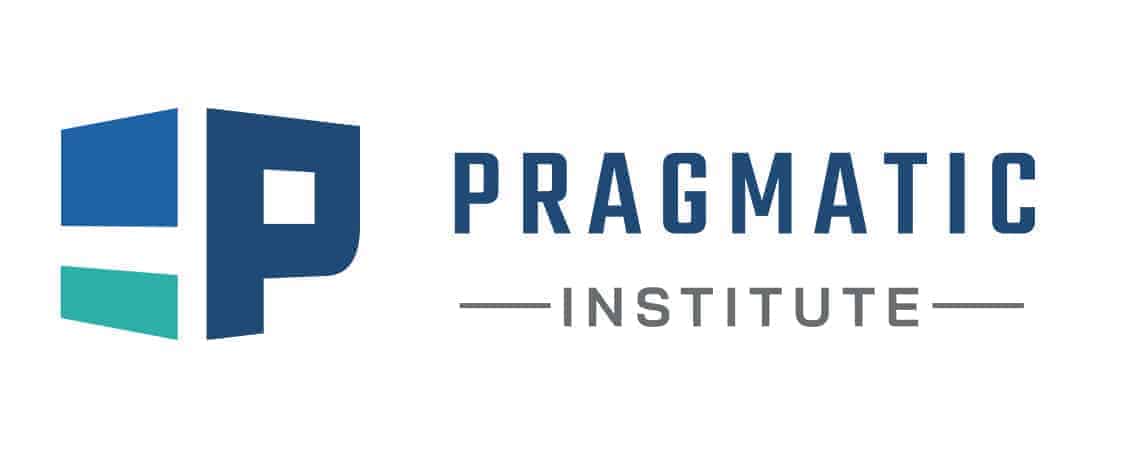 Logo of Pragmatic Institute with a blue and teal design on a white background
