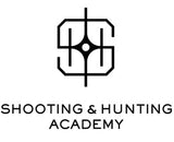 Logo for Shooting & Hunting Academy with a stylized design on a white background