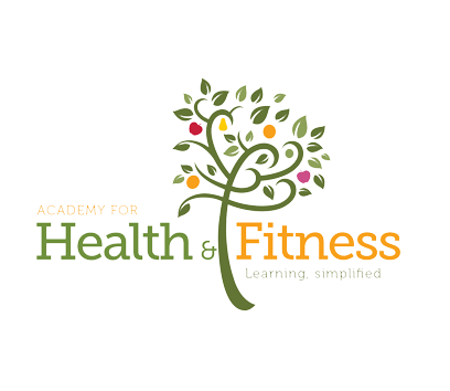 Logo for Academy for Health & Fitness with a stylized tree design on a white background.