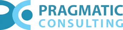 The logo for Pragmatic Consulting, featuring a stylized blue and light blue circular emblem on the left and the text 'PRAGMATIC CONSULTING' in blue on a white background.